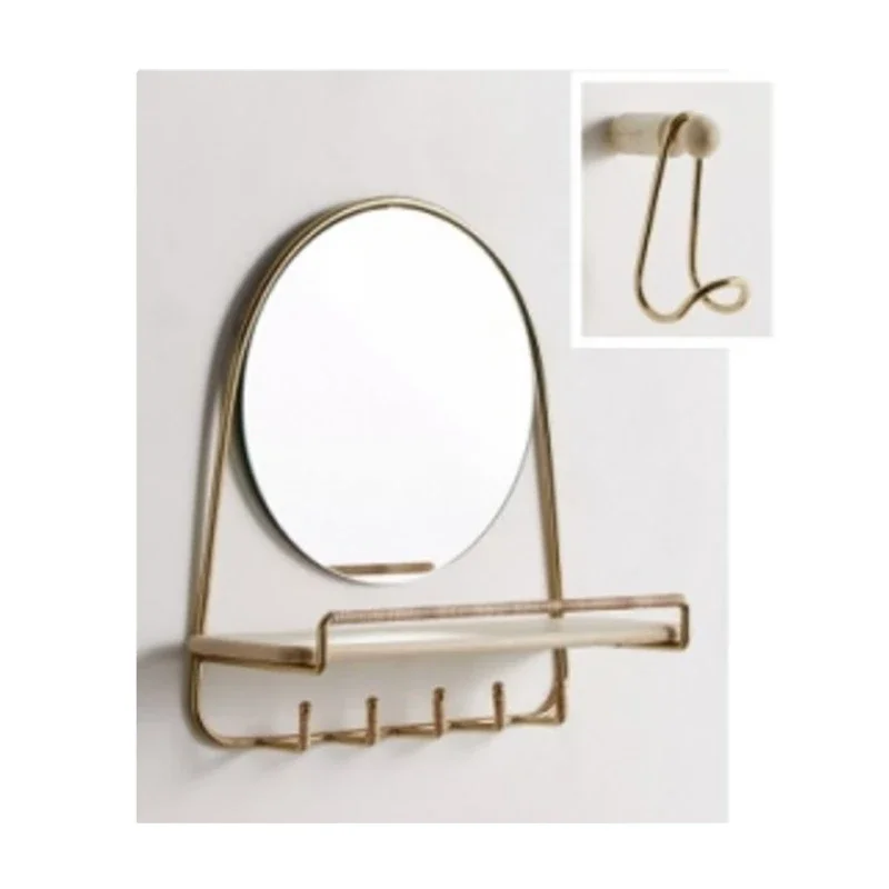 

Wall Mirror with shelf & Hooks Home storage Home Decor Wall & Display Shelves Antique Shelves Gold Colours