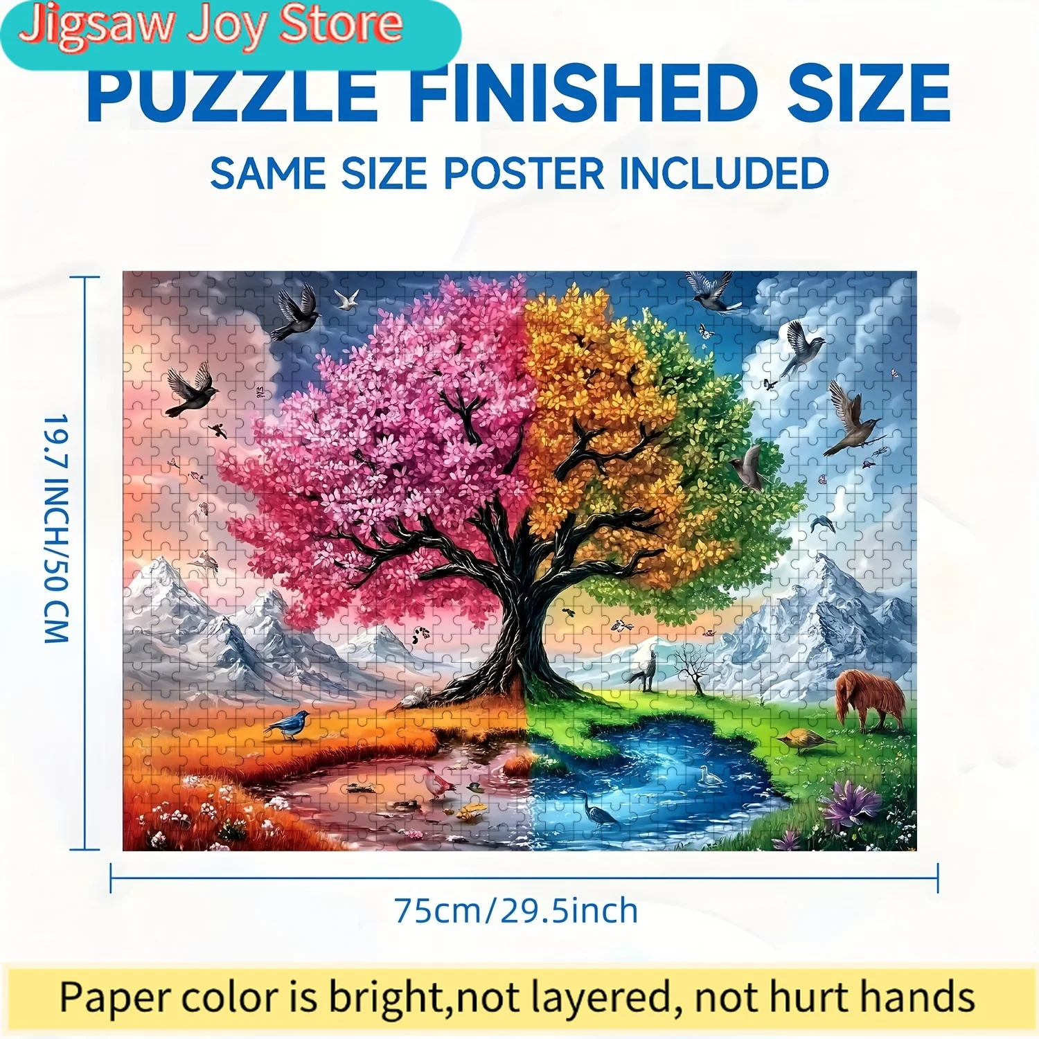 Four Seasons Charm Jigsaw Puzzle Suitable for - Large & Scratch-Resistant Seasonal-Themed Picture Book with Portable Brain- G