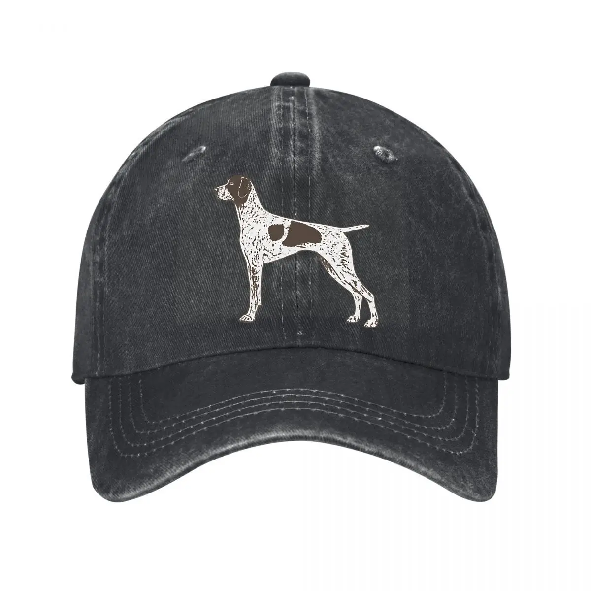 German Shorthaired Pointer Dog Breed Vintage Spotted Standing Illustration New Vintage Washed Cotton Baseball Cap Sun Hats