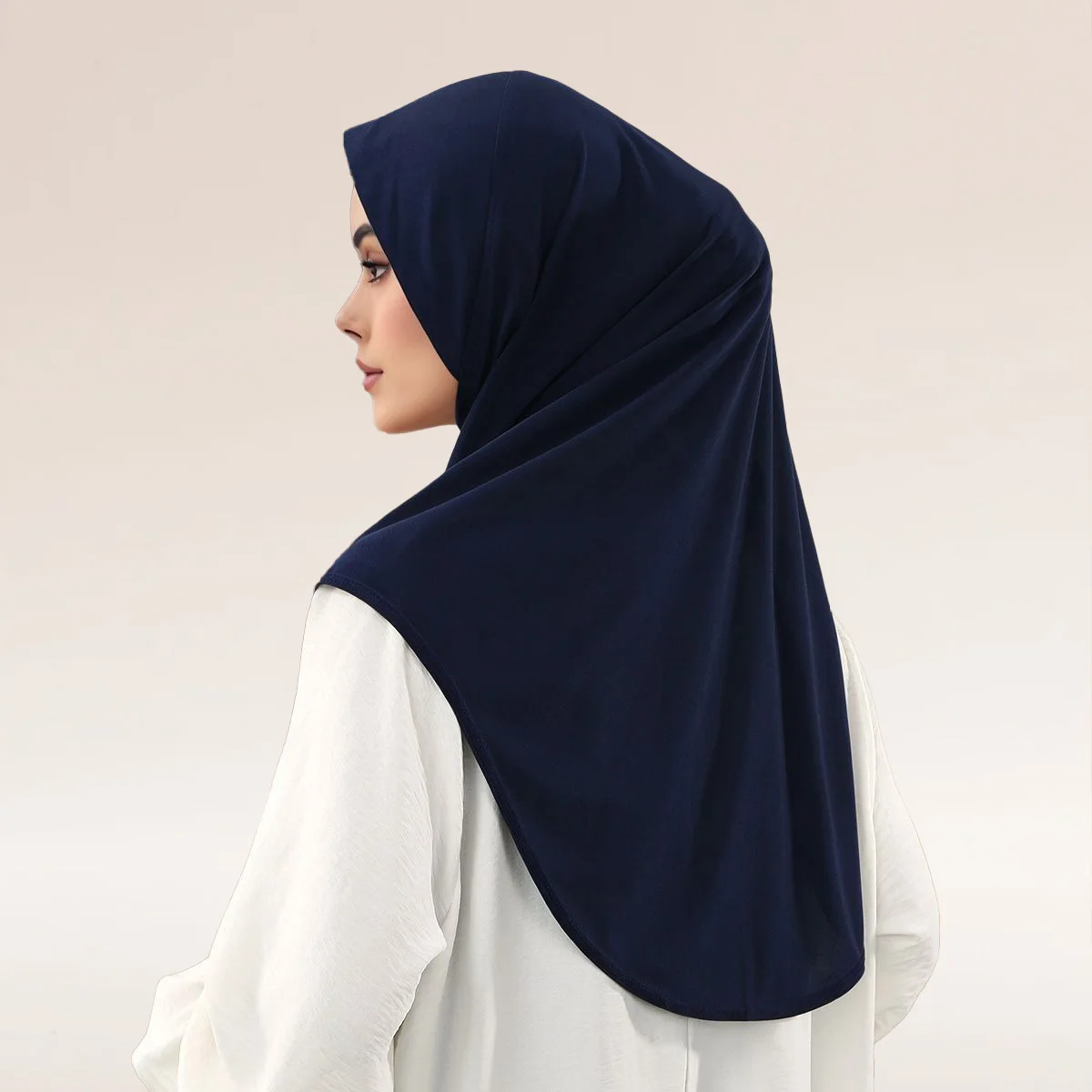Hot Muslim Women Cotton Modal Instant Hijab Solid Neck Cover Hijab Underscarf Bonnet Islam Turban Loop Scarf Eid Prayer Hijab