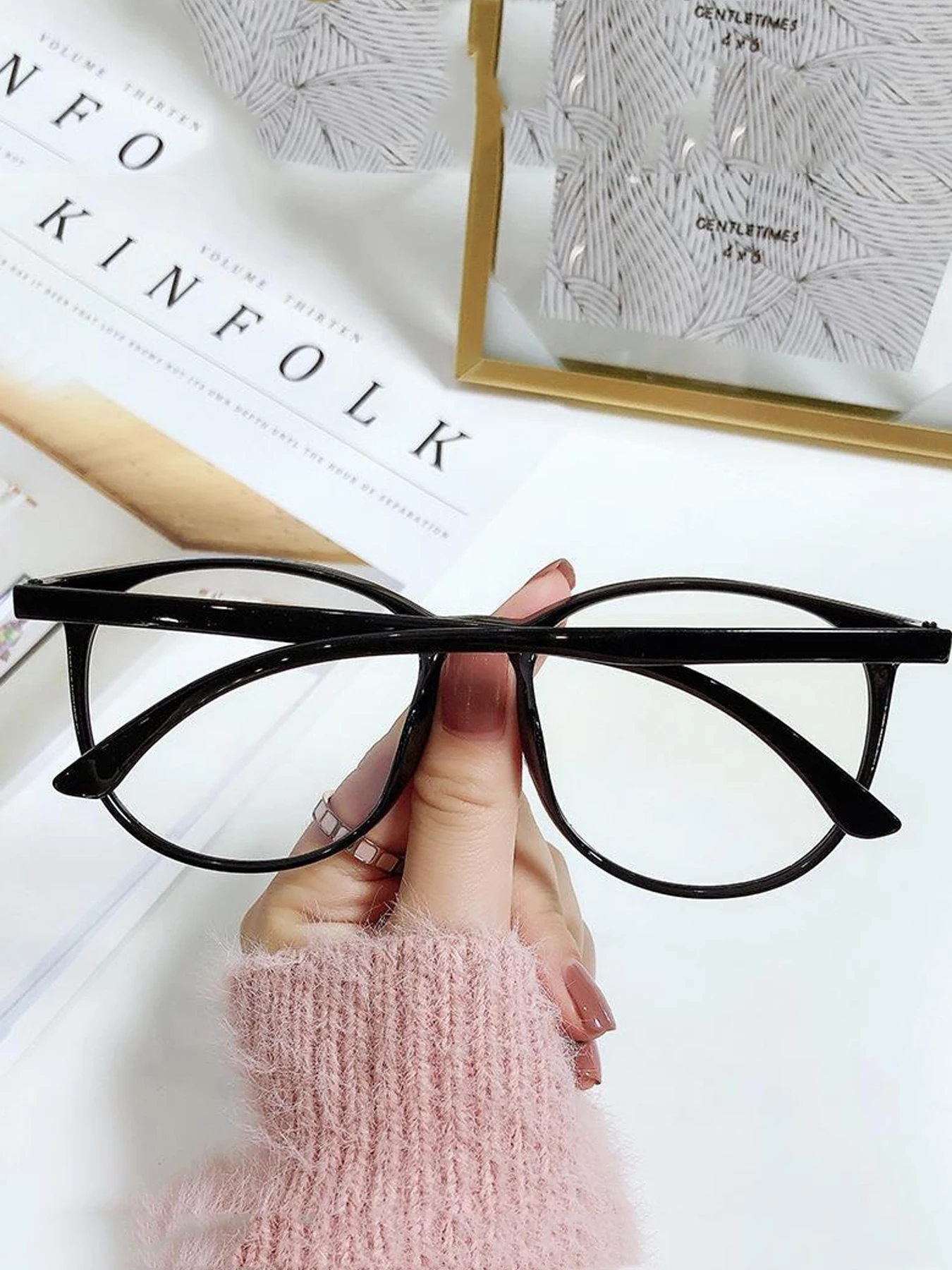 1 x einfache Anti-Blaulicht-Brille für Damen, ultraleicht, mehrfarbig, Geschenk – Detail 8