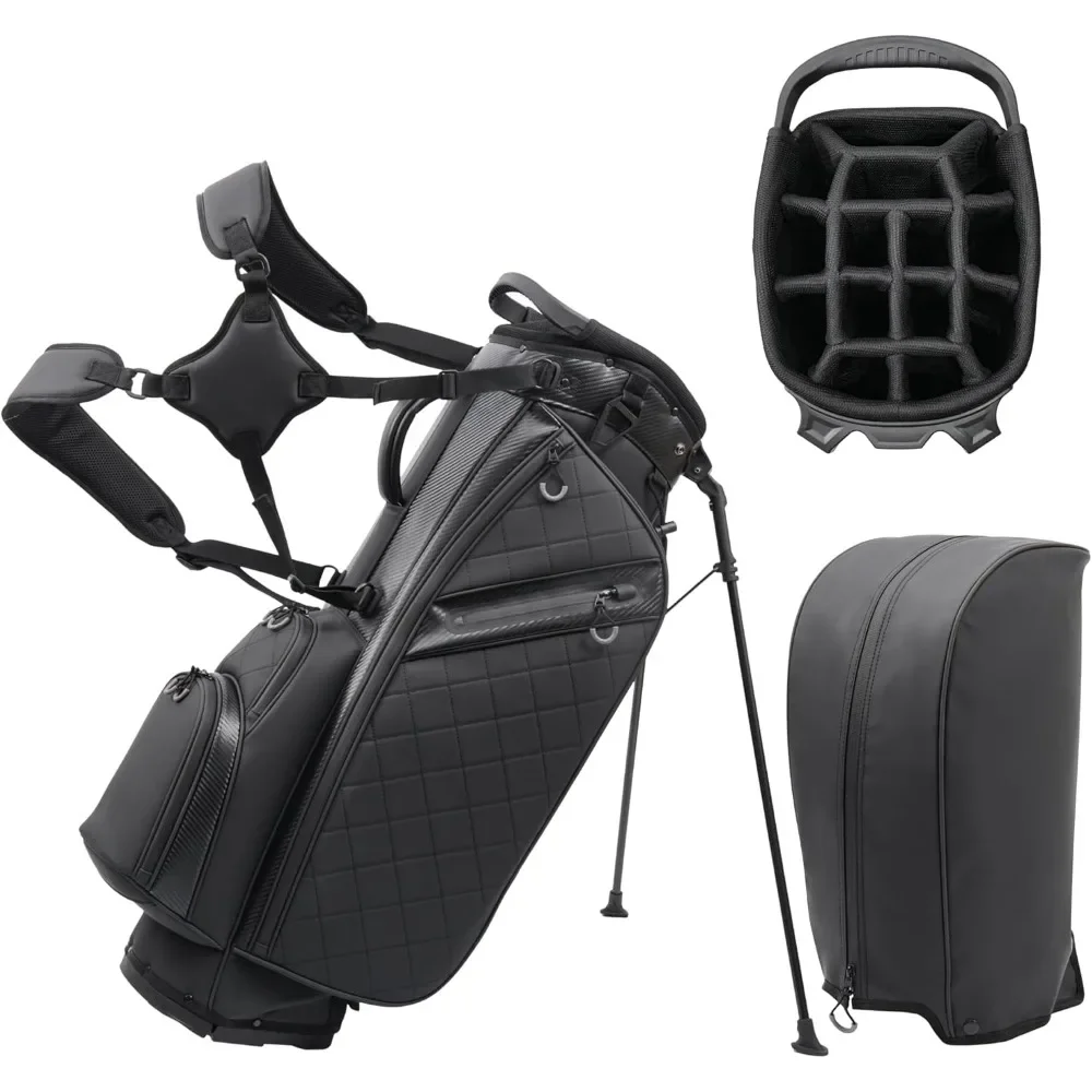 

Golf Stand Bag with 14 Way Full Length Dividers, PU Leather Golf Bag for Men, Luxury Lightweight Waterproof Golf Bags