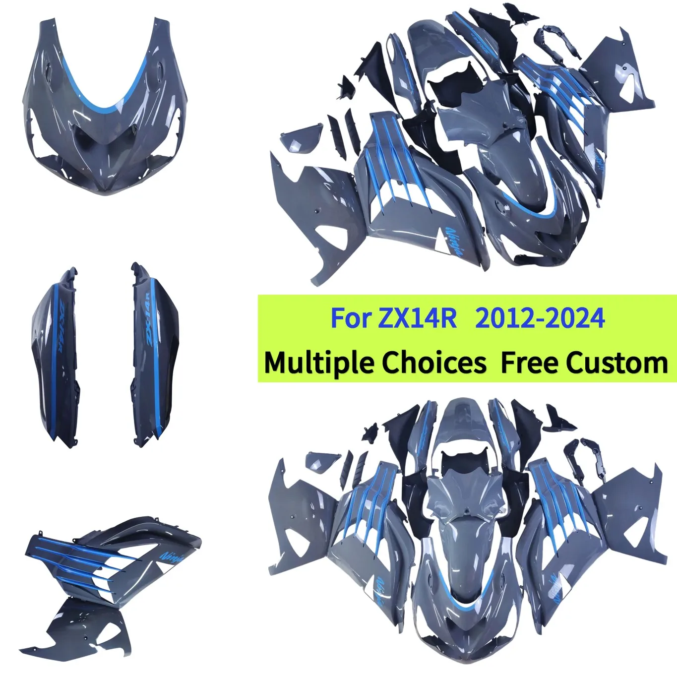 

Для Kawasaki ZX-14R 2012-2024 полный комплект обтекателей ZZR 1400 ZXT40E 12-24 ABS литьевая форма кузова