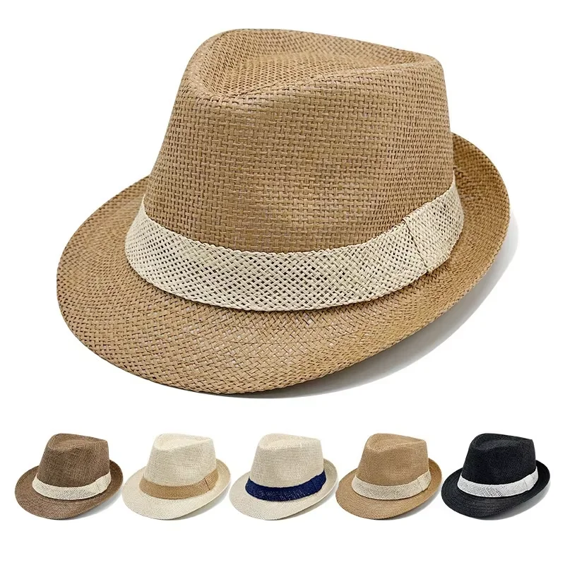 Spring Summer Cheap Promotional Gift Men Women Custom Printed Logo Trilby Paper Straw Fedora Hat