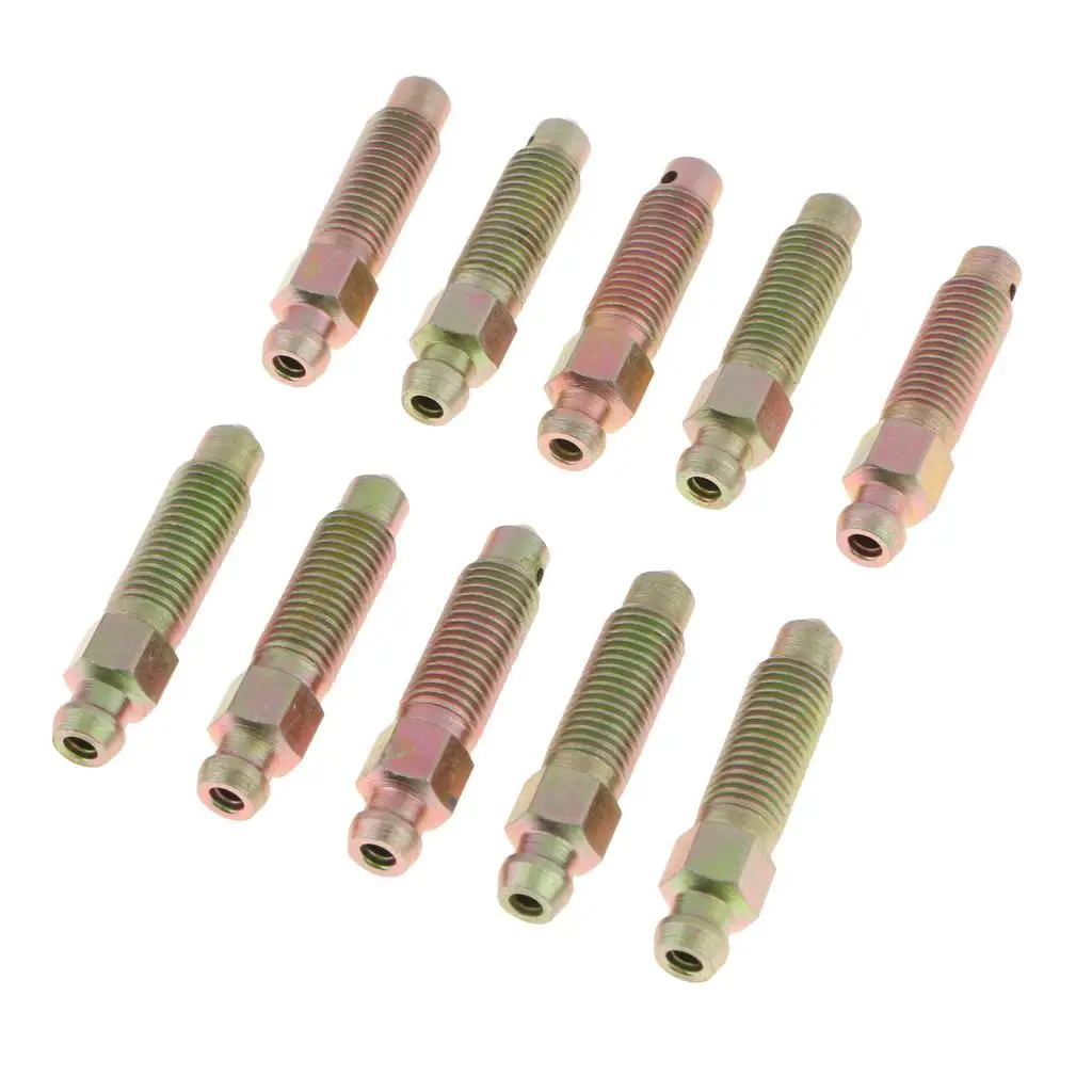 10 piezas de tornillos de purga de freno delanteros y traseros de 38mm M8 * 1mm