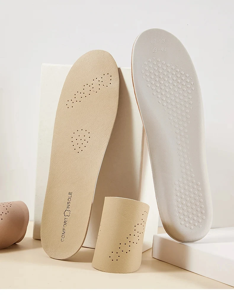 Latex Insole for Feet Leather Shoe Sole Inserts Soft Cowhide Sports Shock Absorbing Plantar Fasciitis Template Insoles for Shoes
