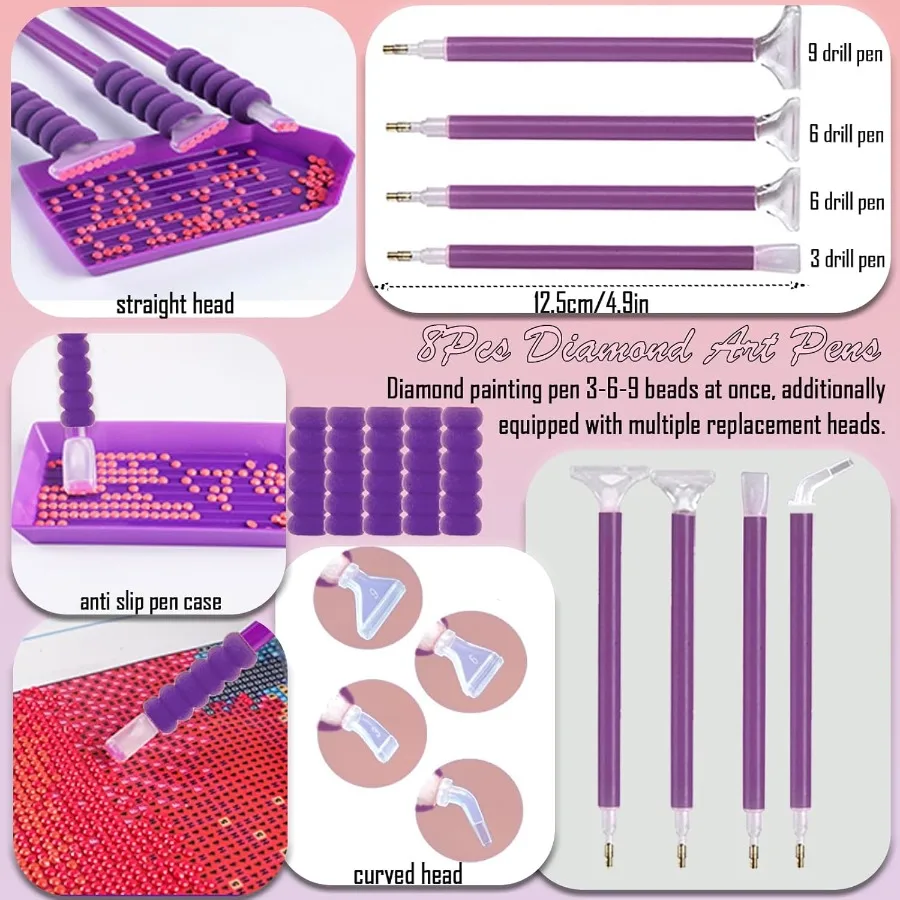 ชุดอุปกรณ์งานเพชร 158 ชิ้น ครบชุด พร้อมแผ่นไฟสำหรับงานเพชรขนาด A4 และน้ำยาเคลือบงานเพชร