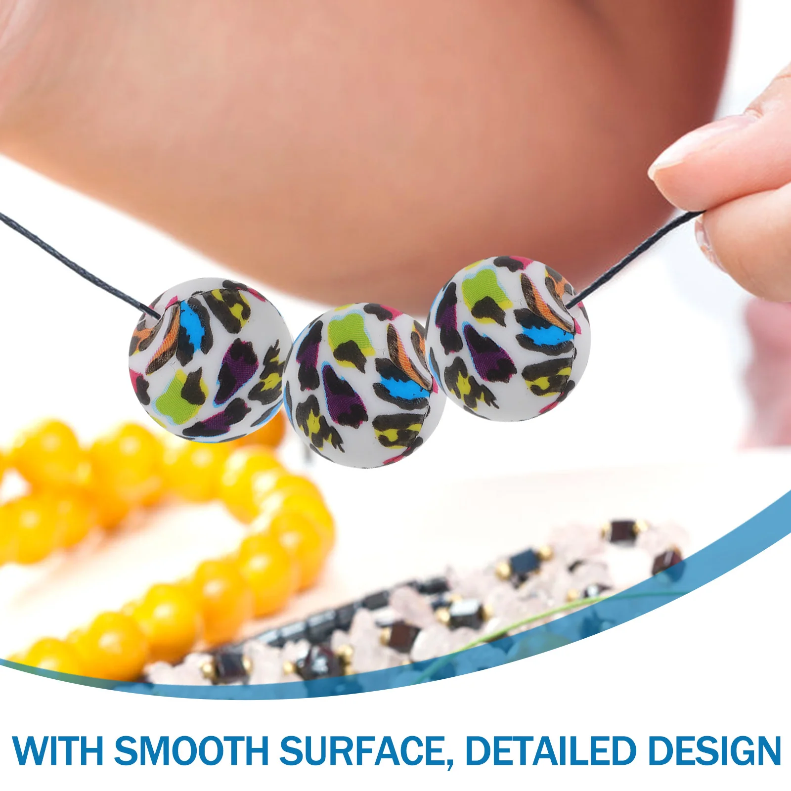 

20Pcs Silicone Beads Round Cow Pattern Leopard Print Perfect for DIY Jewelry Bracelets Necklace Making Craft Beads Keychain