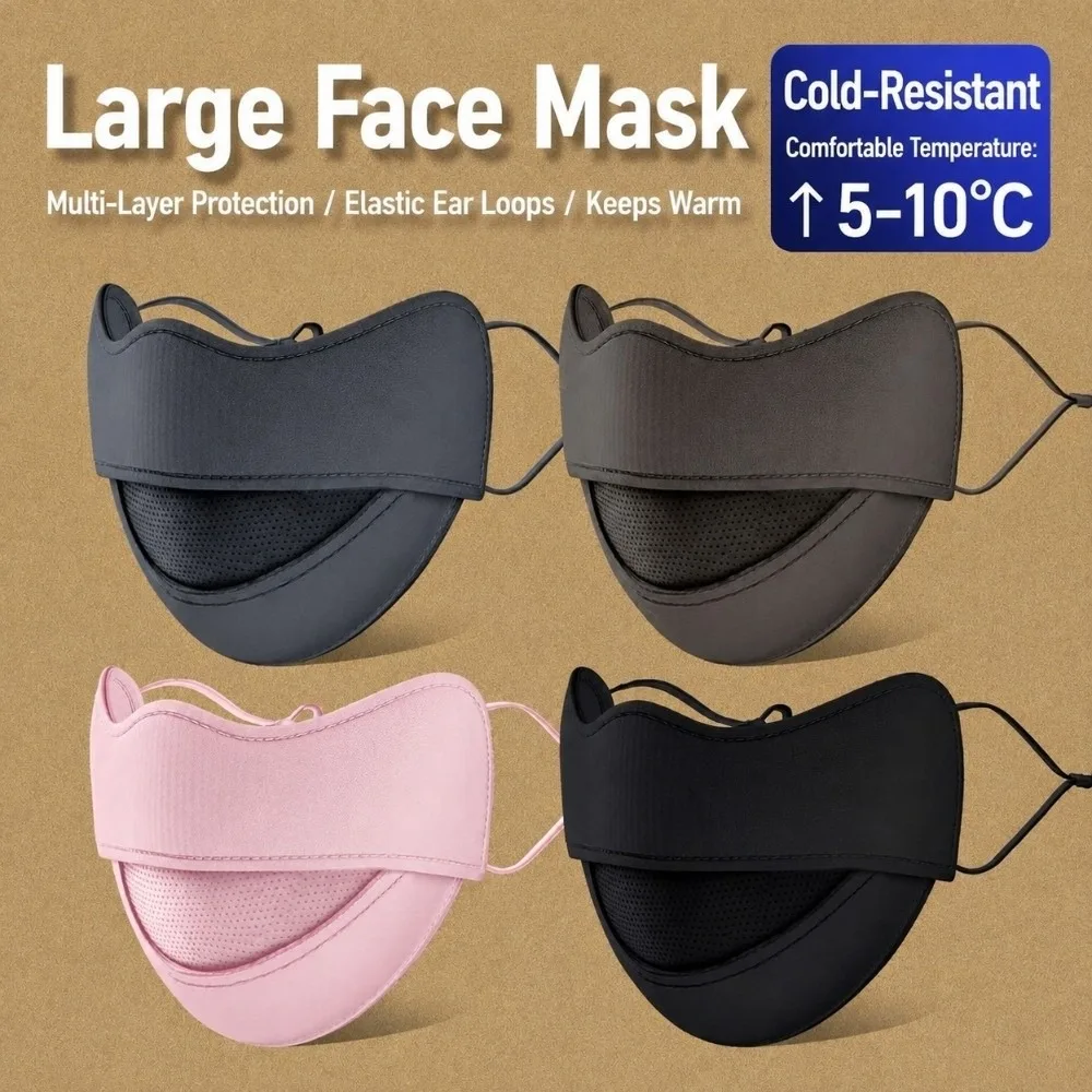 Thermal Winter Face Mask 3D Stereo Windproof Fleece Warm Face Cover Adjustable Ear Loops Breathable Windproof Cycling Face Mask