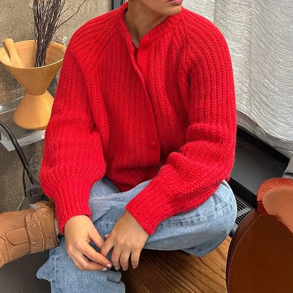 Sweaters Long Sleeved Button Sweater for Women Korean Fashion Tops 2025 Autumn Office Cardigan