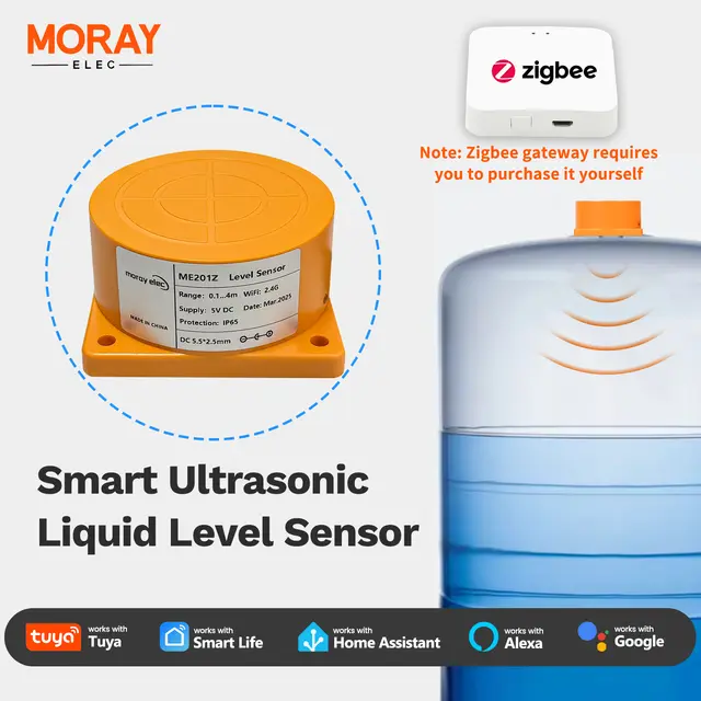 MORAY ME201WZ ZigBee Water Tank Liquid Level Sensor Ultrasonic