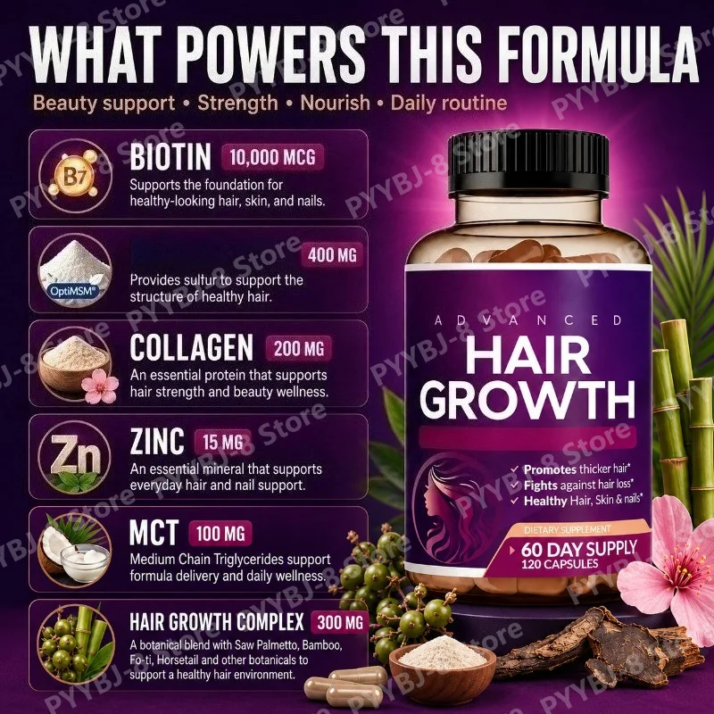 Women’s Hair Vitamins  Capsules 120 Count Contain Biotin 10,000 Mcg,Collagen & Zinc Supports Daily Hair & Beauty Wellness