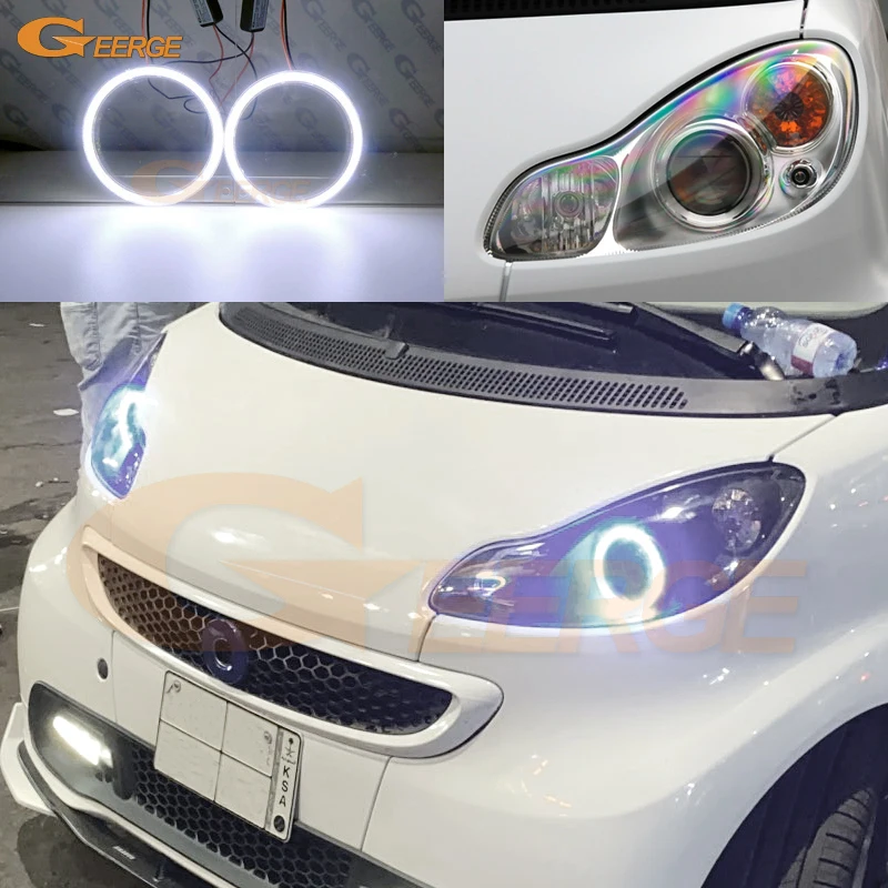 สําหรับ Smart Fortwo W451 2007 2008 2009 2010 2011 2012 2013 2014 ที่ยอดเยี่ยม Ultra Bright COB LED Angel Eyes Kit Halo แหวน Day LIGHT