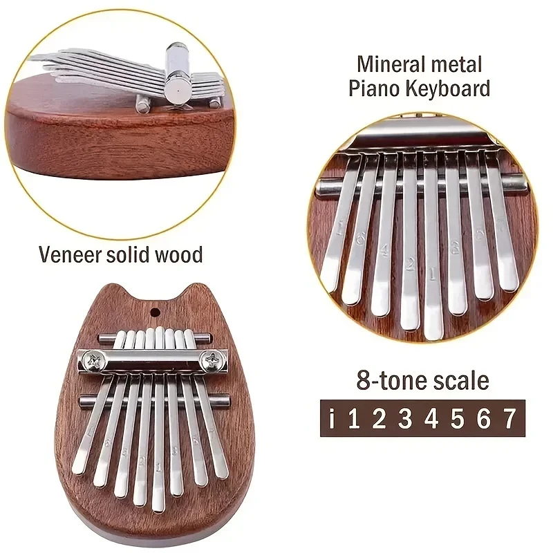 Mini pianoforte a pollice a 8 toni, pianoforte portatile per dita artigianali, comoda impugnatura sonora tridimensionale