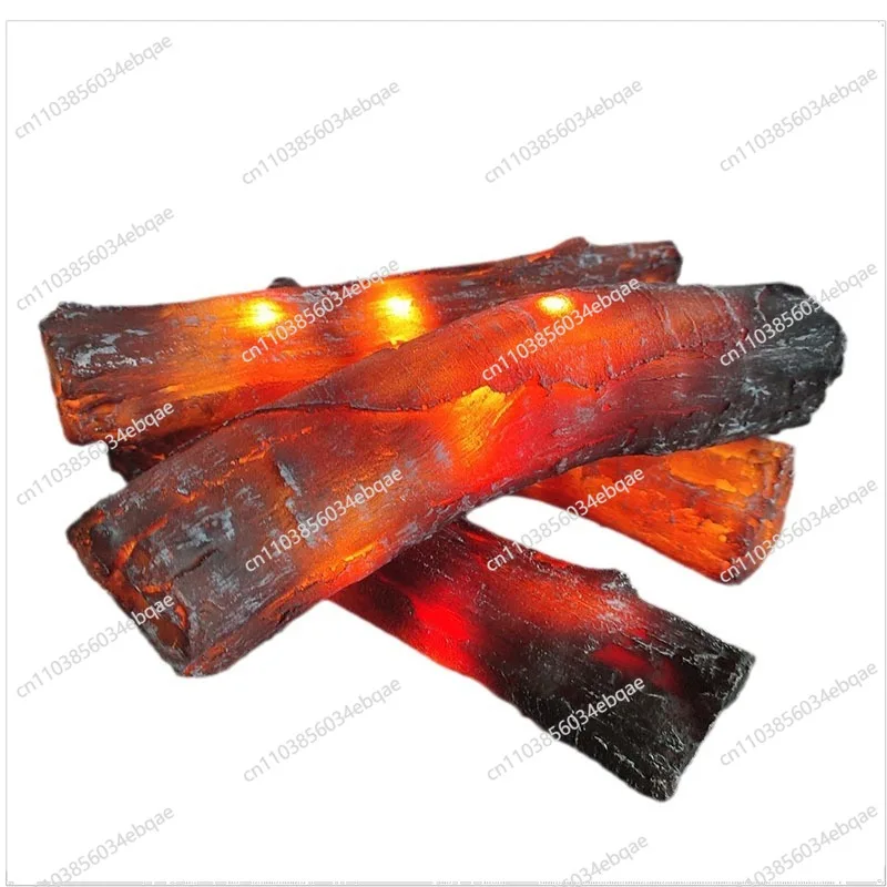 For Transparent Resin Simulation Charcoal Strip, Set of Four Simulation Firewood Stacks, Fireplace Decoration Accessories