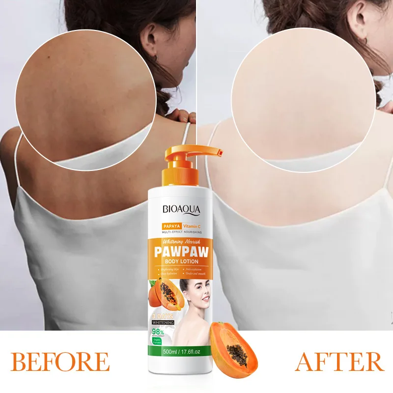 500ml Papaya Body Lotion Moisturizes Body Skin Massage Whitening Skin Smooth Improving Roughness Anti-Drying Body Lotion Cream