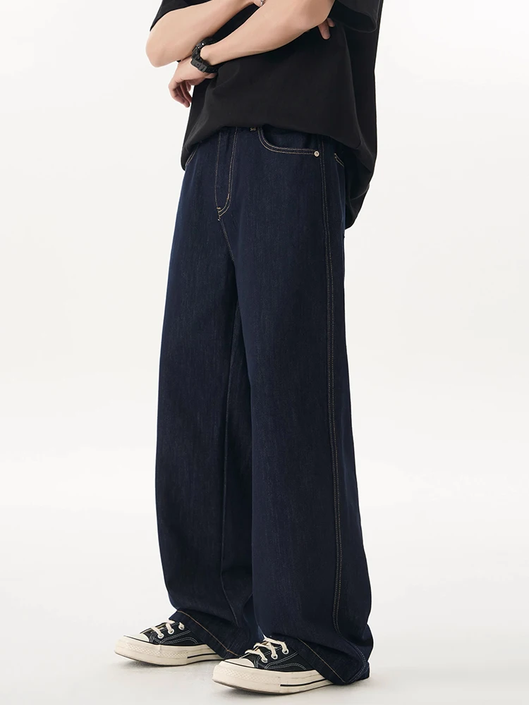 Męskie jeansy na wiosnę i lato, luźne, z prostymi nogawkami, oryginalny kolor, casualowe spodnie z szerokimi nogawkami, wygodne, oddychające, bawełniane...