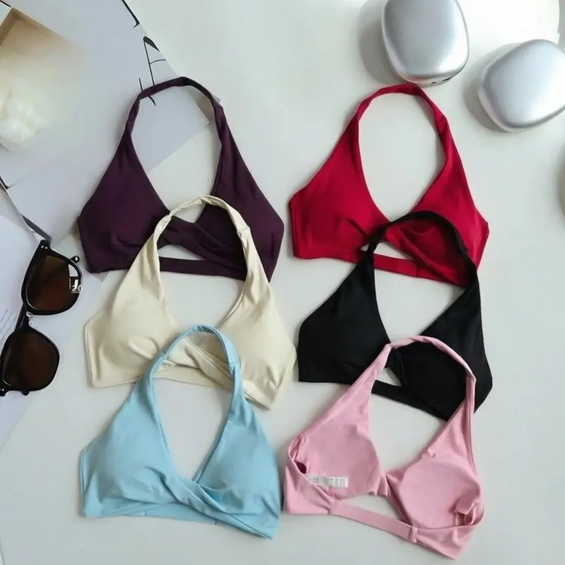 Hanging Neck Beautiful Back Push-up Breast-showing Sports Bra Women's Pilates Vest Training Yoga Wear Shorts Set Fitness Bra