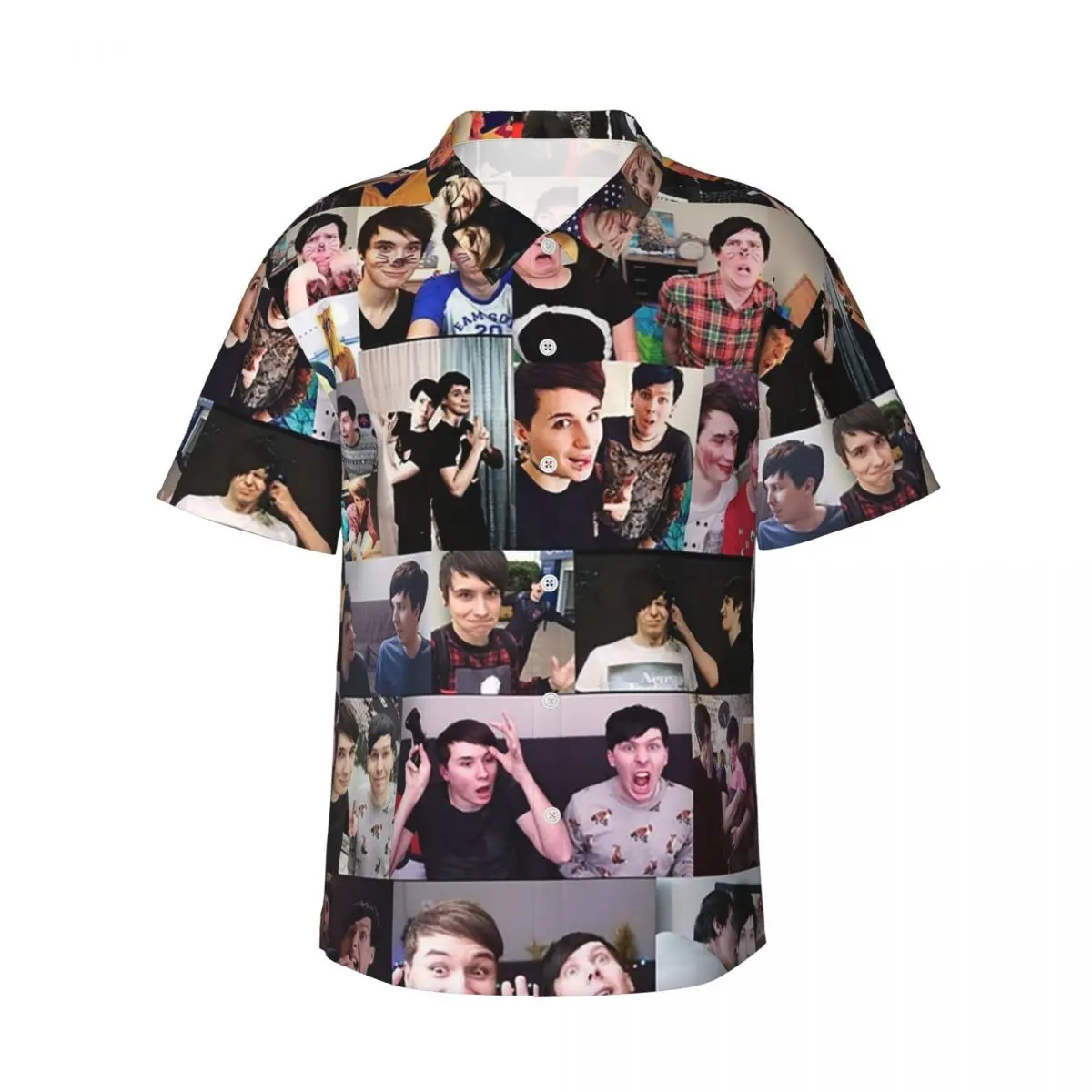 

Dan And Phil! Men's Shirts Hawaiian Short Sleeve Shirt Funny Lapel Tops for Summer Beach