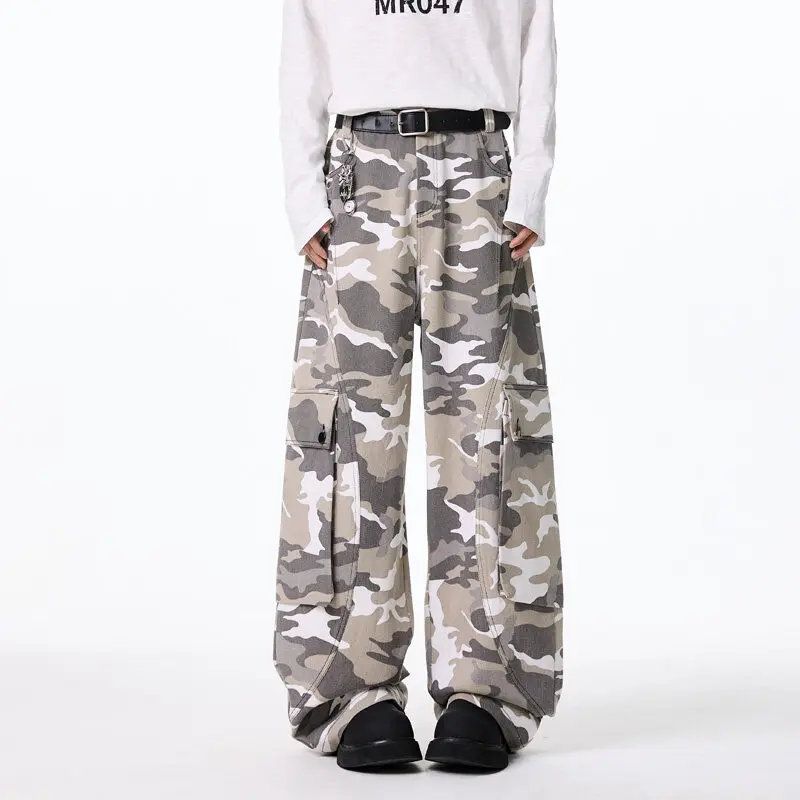 

Mens Cargo pants Cotton Camo Workwear Pants Loose Fit Wide Leg Military Tactical Casual Trousers Urban Outdoor Clothing 2025