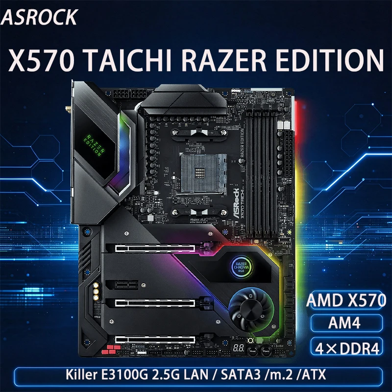 X570 TAICHI RAZER EDITION ASROCK Motherboard DDR4 128GB AM4 Support R5 5600 R7 5800X3D R7 5700X R7 5800X CPU ATX AMD X570 PC