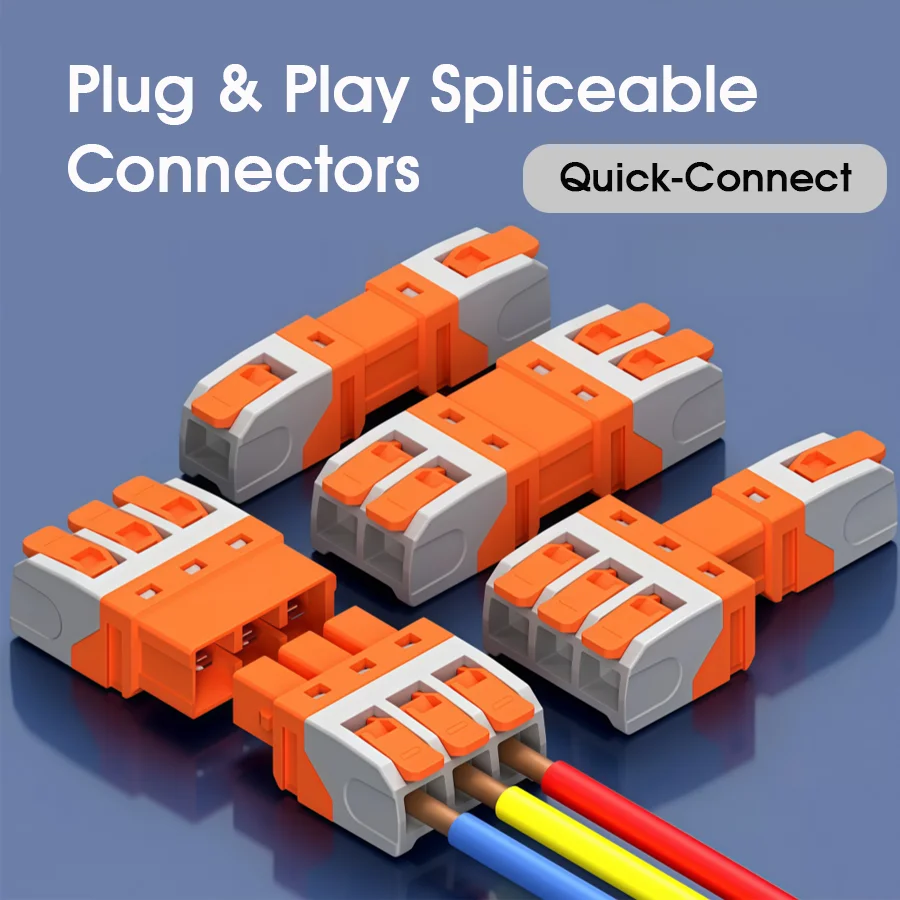 Quick Plug-in Splicable Wire Connector, Copper Core Fast Docking Terminal, Electrical Wire Splitter for LED Lighting Home DIY
