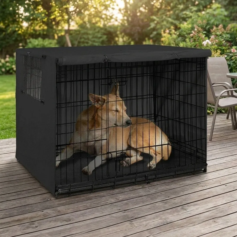 Heavy=Duty 210D Pet Crate Cover For Indoor Use, Privacy Screen And Dust Guard For Metal Dog Kennels, Easy Access= Design