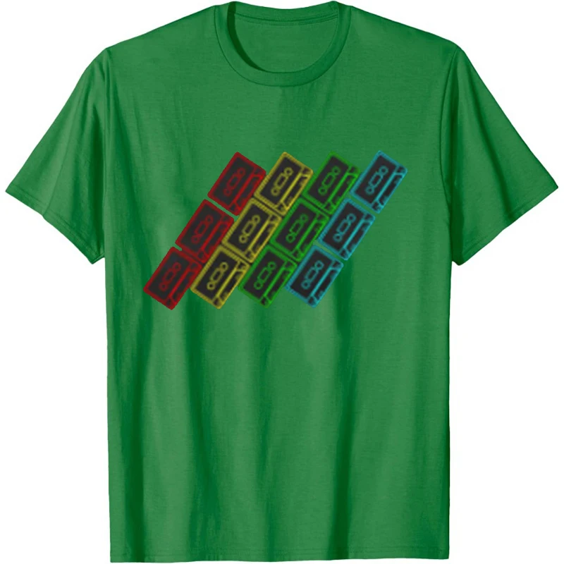 Cassette Audio Tape Spectrum Colours Retro Gamer 8 Bit Era T Shirt Retro Graphic T Shirts Vintage Cassette 80s Men's T Shirt