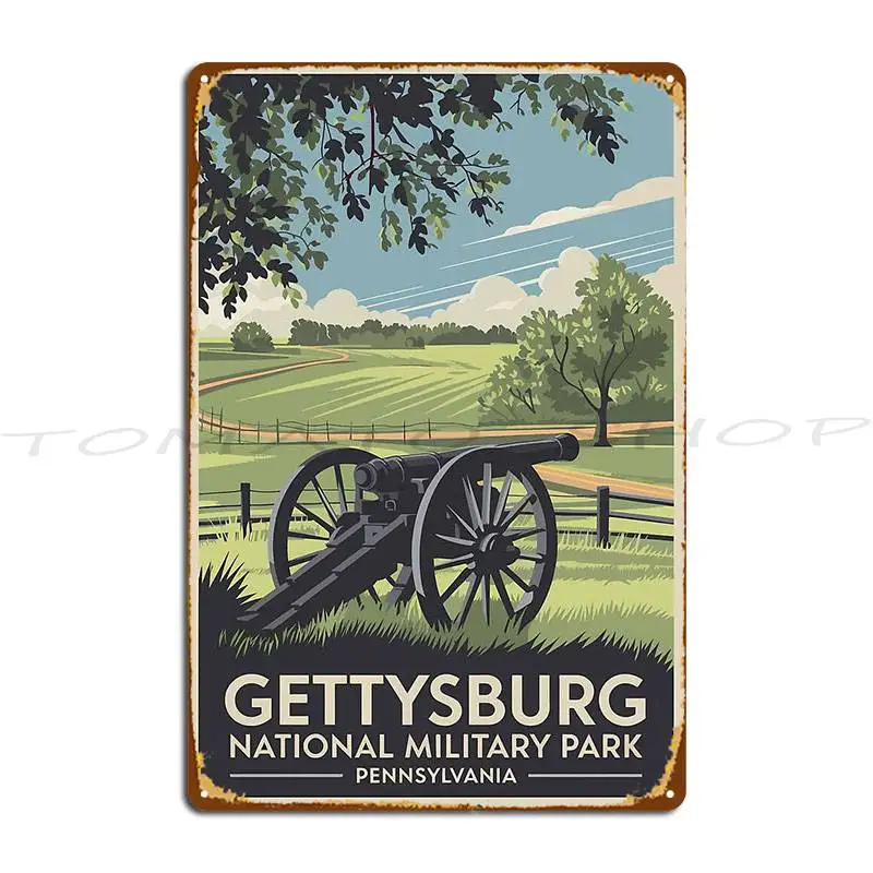 Gettysburg National Military Park Battlefield Travel Vintage Metal Sign Designing Cinema Design Home Printed Tin Sign Poster