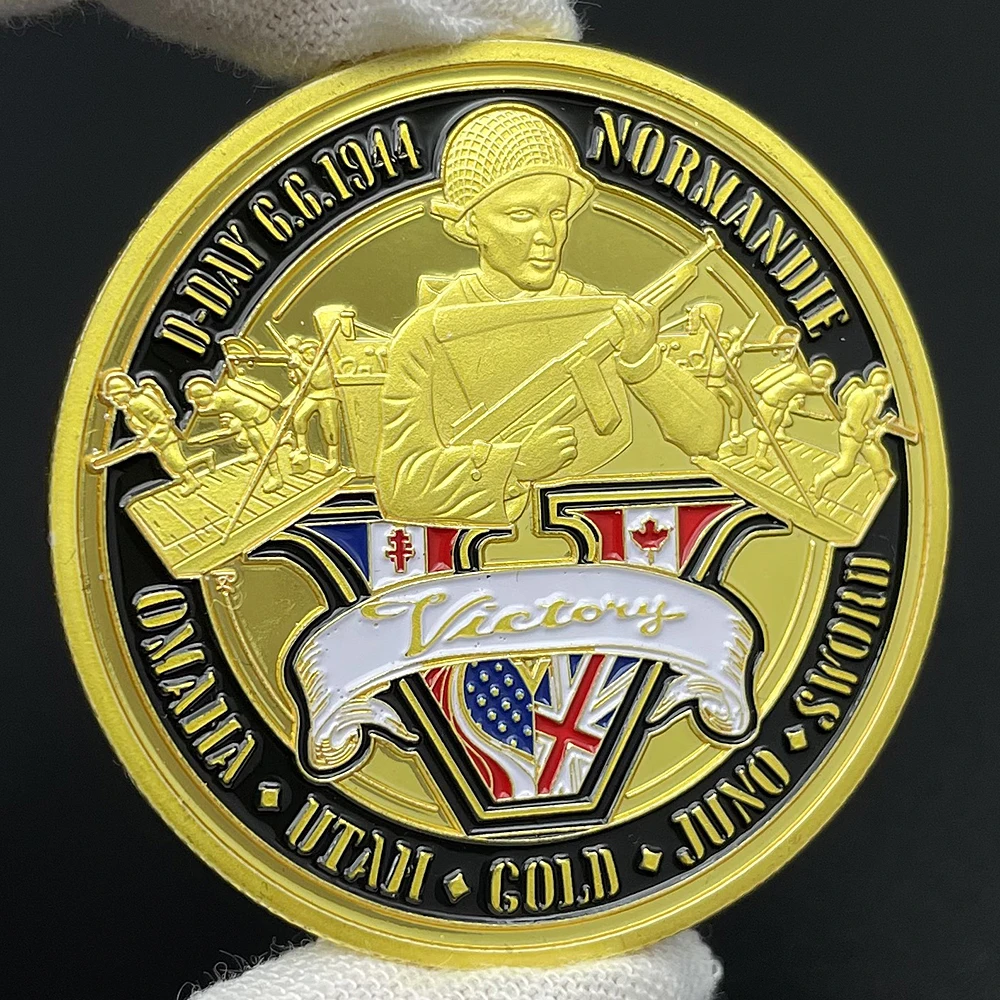 Moneda de Oro del aterrizaje de Normandía, coleccionable, 1944.6.6, moneda de desafío del día D, recuerdo, insignia de Victoria, regalo coleccionable