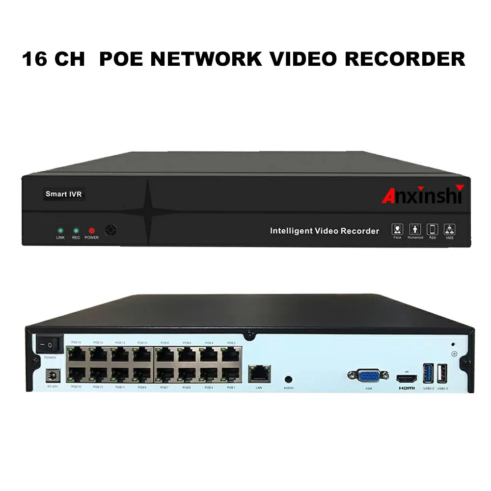 Anxinshi Promotions Hot Sale 16CH POE NVR Network Mini 4MP CCTV IP Video Nvr Kit H.265 Security Camera System