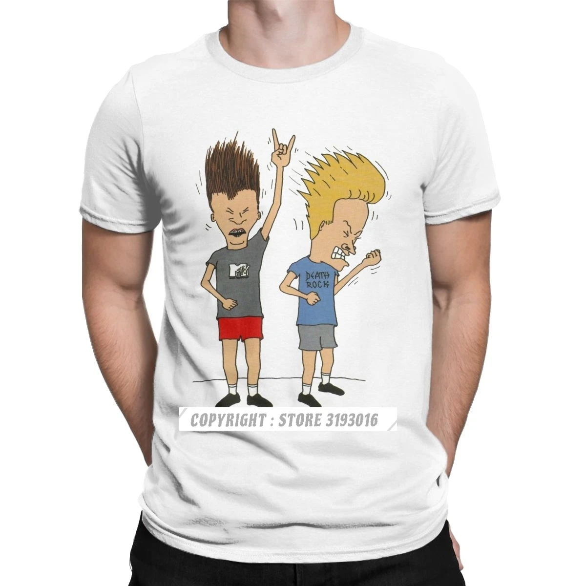 Camisetas De Beavis Butthead Rock para Hombre, camisa extendida de cómic, Punk, Hip Hop, Hipster, de navidad