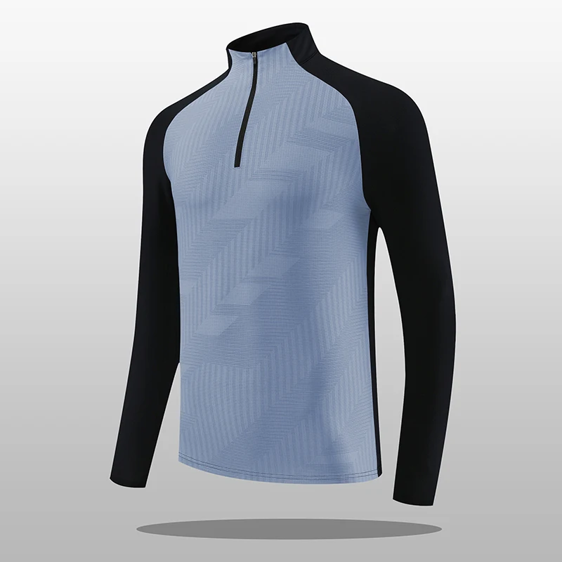

Men Spring Autumn Fitness T-Shirts Men Quick-drying Slim Fitting Zipper Shirts Male Sports Long-sleeved Cycling Hiking Shirts
