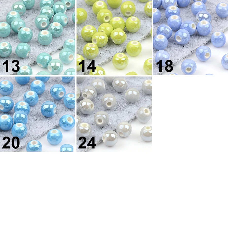 30pcs Round Ceramic Beads 6mm Mix Colors For Jewelry Making Bracelet Necklace Earring DIY Hole Beads Accessoires