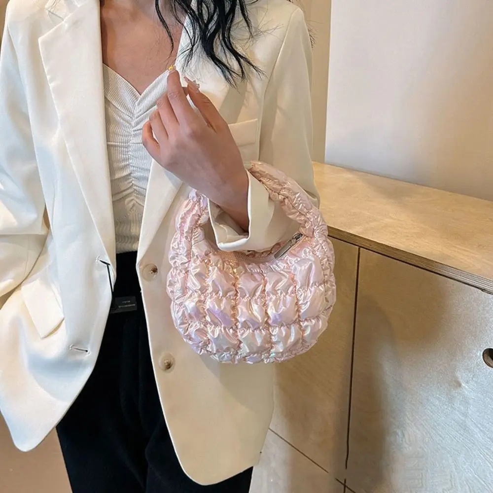 Cute Mini Cloud Bubble Handbag Korean Style Nylon Pleated Cloud Bag Storage Bag Shoulder Bag Underarm Bag Office Worker