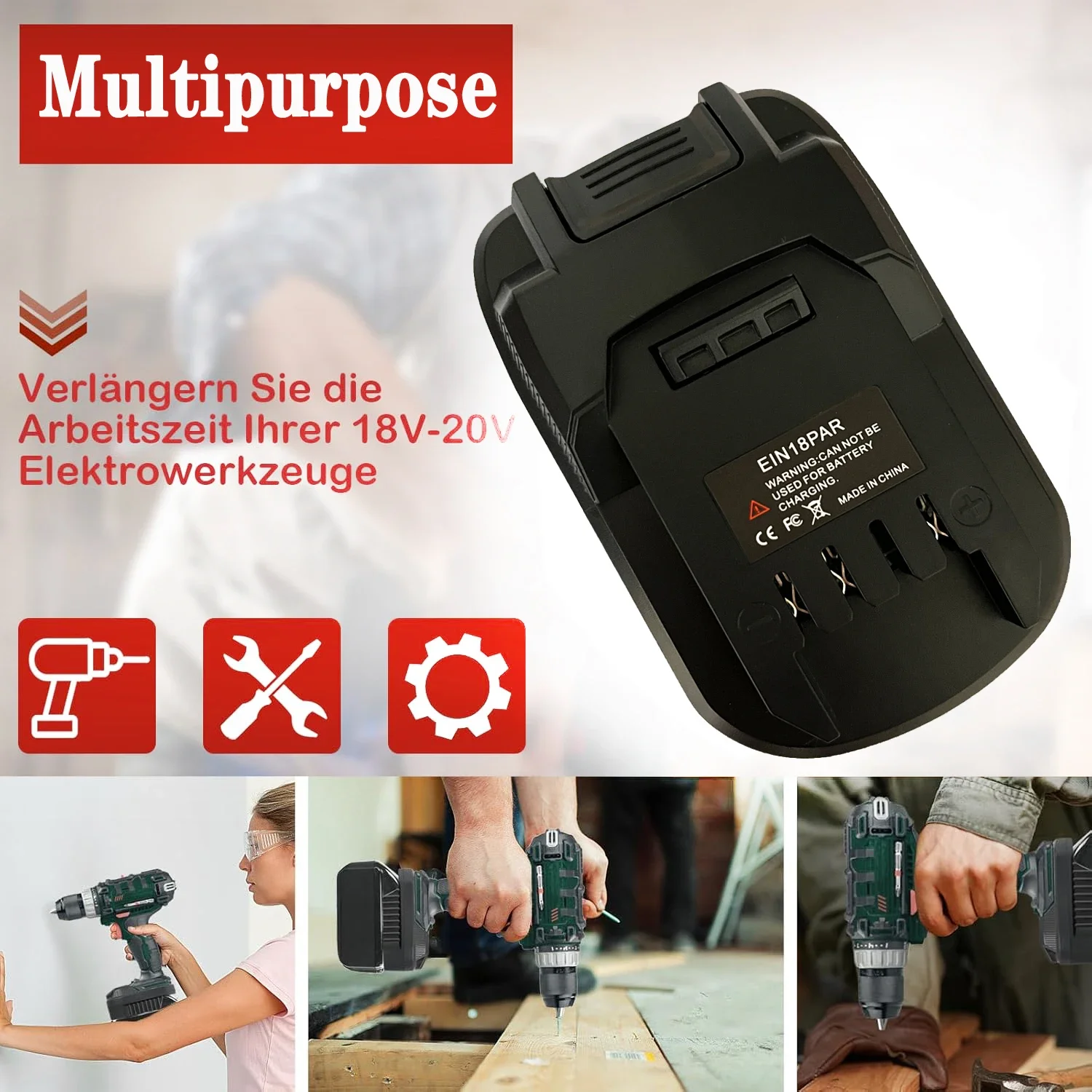 Imagem -04 - Adaptador de Bateria para Parkside Tools 18v Li-ion Battery Converter para Parkside 20v Ferramentas Elétricas