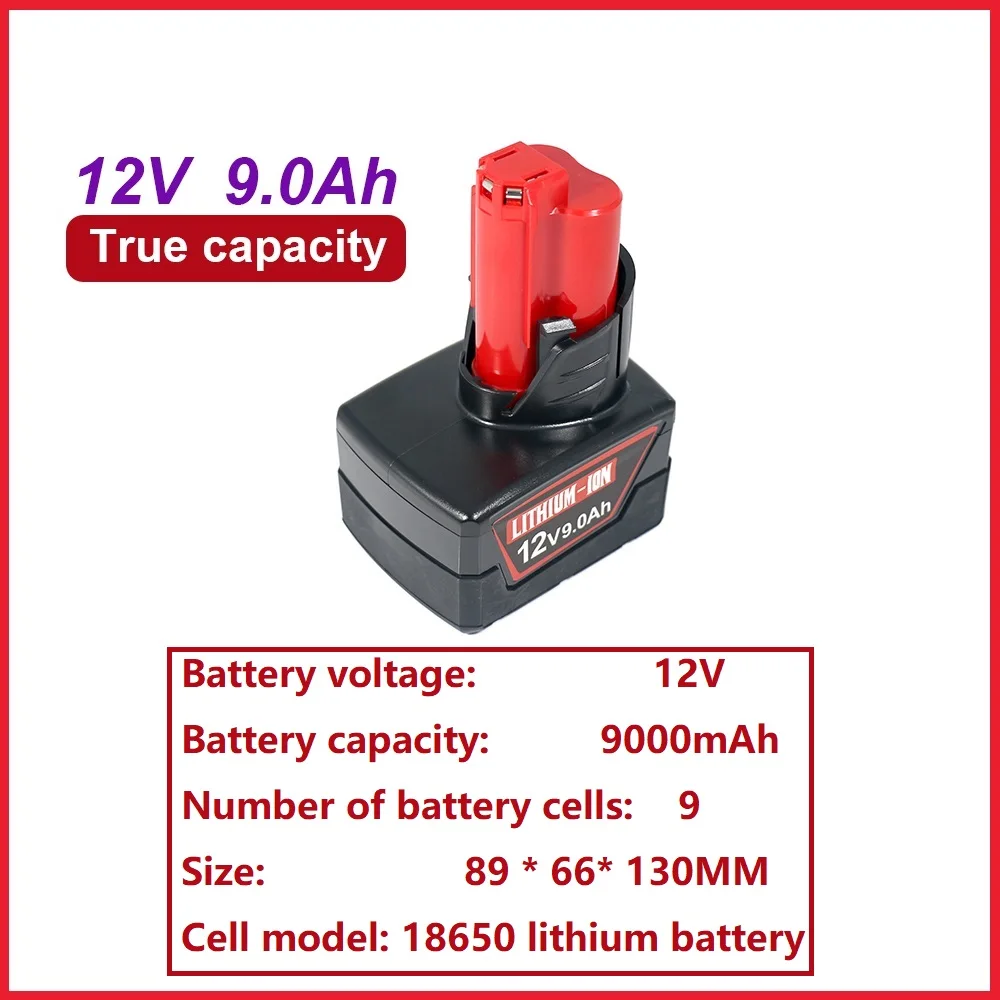 لبطارية ميلووكي M12 12 فولت 6000 مللي أمبير 9000 مللي أمبير 18650 استبدال قدرة عالية لـ 48-11-2410 48-11-2420 48-11-2411 XC PowerTools