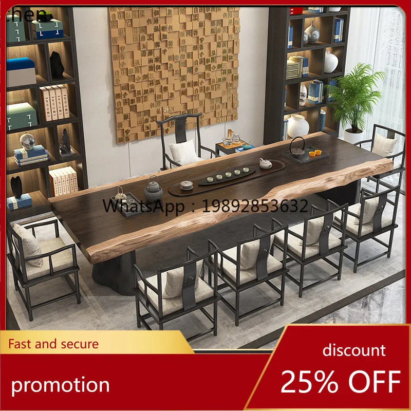 

HT New Chinese Style Tea Table Office Reception Simple Solid Wood Tea Table Tea Desk