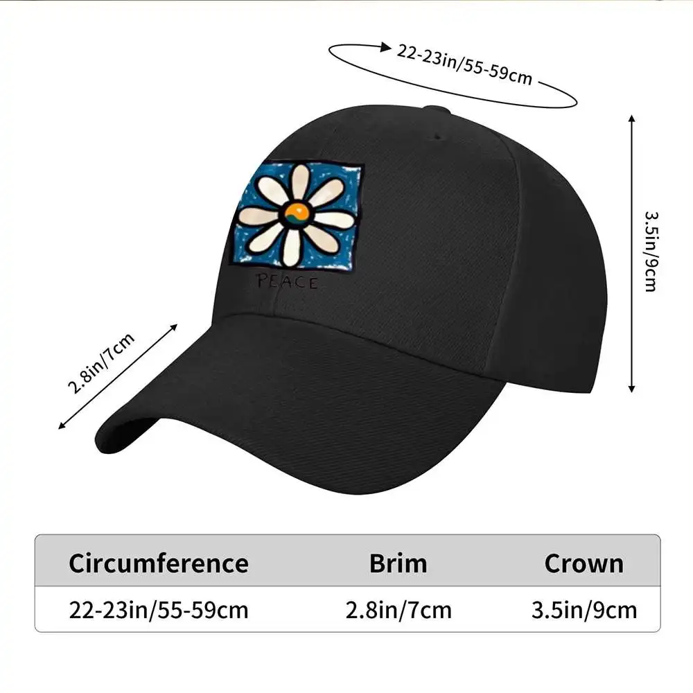 Daisy Peace Graphic Baseball Cap Unisex Casual Outdoor Golfing Lightweight Polyester Hat