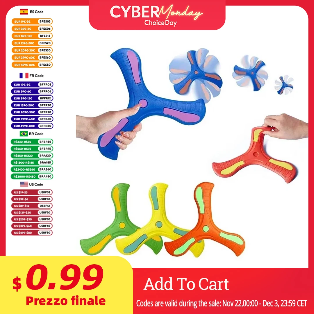 Children Boomerang Soft Three-leaf Cross Disc Adult-kids Interactive Outdoor Toy For Early Education Puzzle Decompression Gift