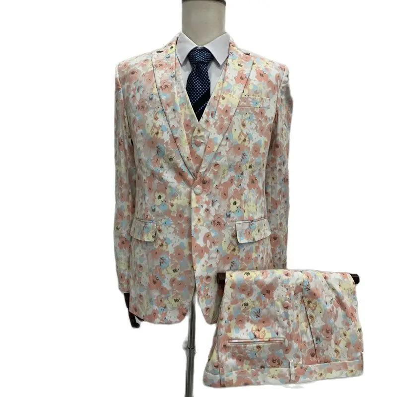 

Customer Made New Style Wear Clothes Fashion 2022 Summer Men's Floral Suits