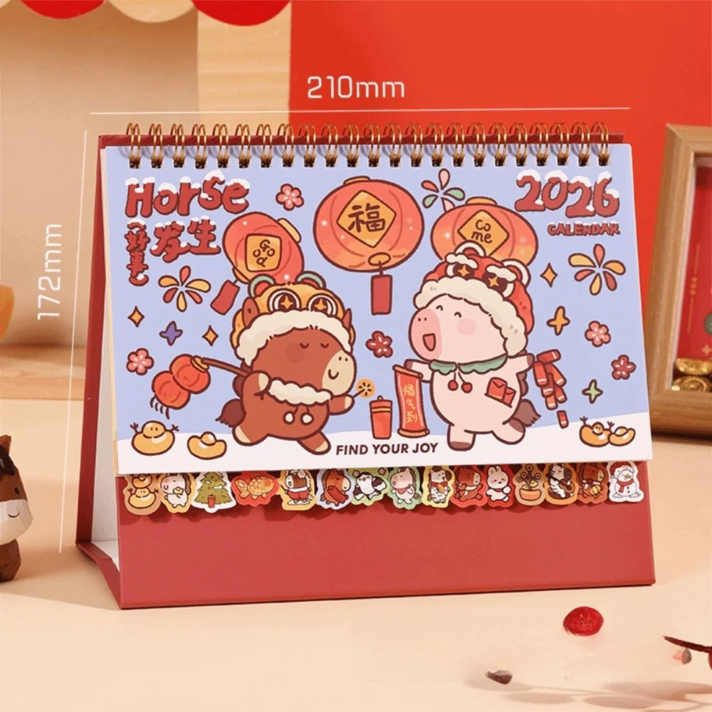 

Portable Coil 2026 Desk Calendar Horse Desktop Decoration Schedule Planner Mini Calendar Office School Supplies