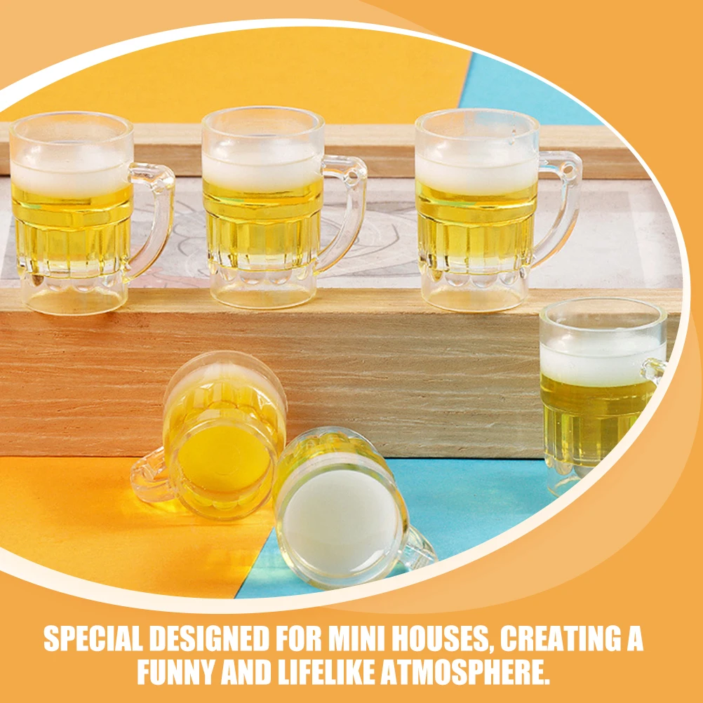 

10 Pcs Suite Simulation Beer Mug Cups House Resin Miniature for Dollhouse