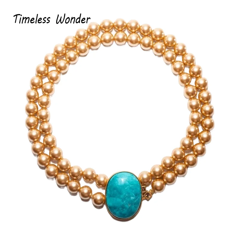 

Timeless Wonder Retro Geo Glass Beaded Stone Pave Necklace Women Designer Fine Jewelry Rare Top Trendy Classy Gift Art Deco 2614