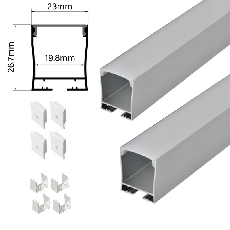 取り付けペンダント、埋め込みアルミニウムプロファイル、アクセサリー付きLEDチャンネル、23x26mm