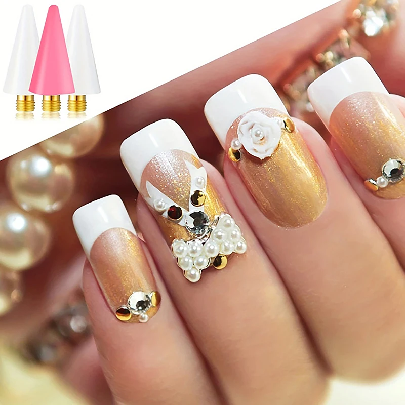 新しい 5 個ネイル点在ワックスペン交換可能なヘッドビーズラインストーン宝石ピッカー点在ペンマニキュア自己粘着ネイルアートツール