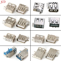 10pcs USB 2.0 A Female PCB Mount Socket Connector USB Vertical Side Inser Female Jack Connector Long/Short Type 90 Degree