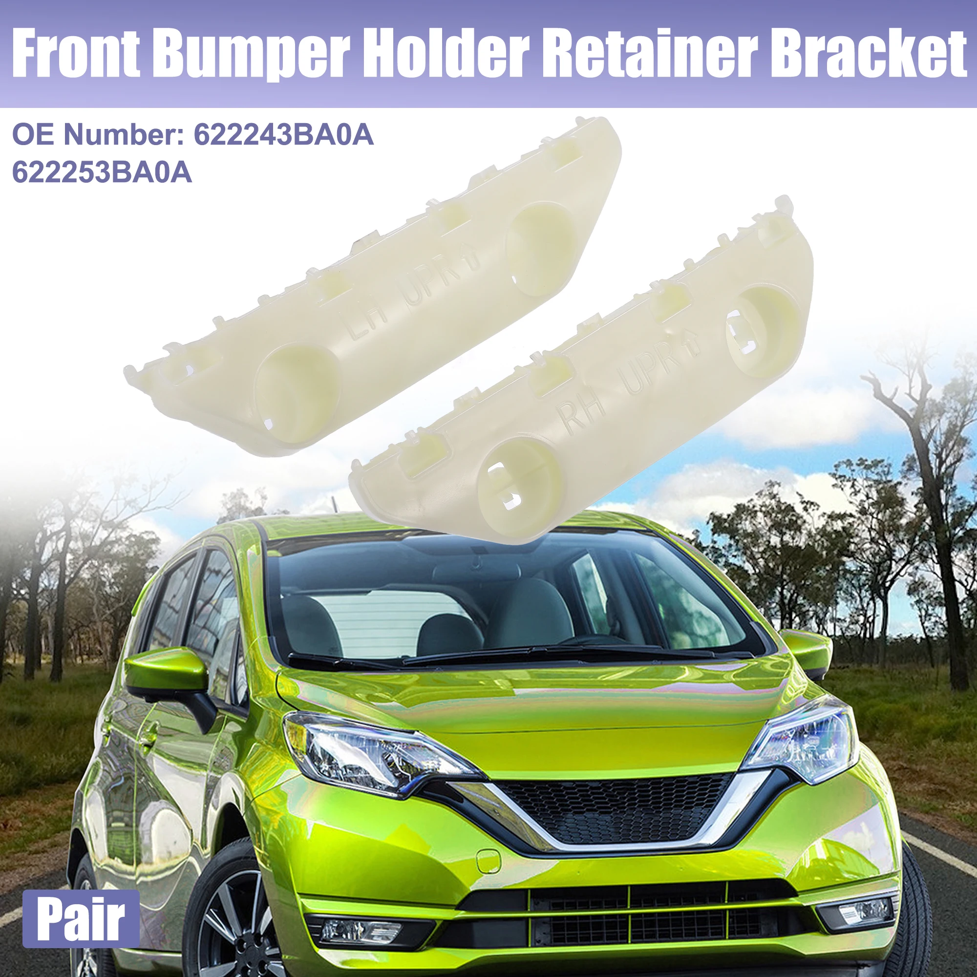 X Autohaux 622243BA0A 1 Pair Left Right Side Front Bumper Mounting Support Bracket for Nissan Versa 2012 2013 2014 2015 - 2019