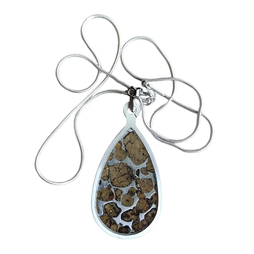 Brenham Olive Meteorite Manual Pendant, Natural Olive Meteorite Necklace Pendant, Specimen Collection, TB247, 9.2g