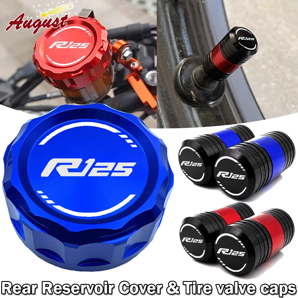 For YAMAHA YZFR125 YZF R125 2014-2022 2023 Motorcycle CNC Rear Brake Fluid Reservoir Cap Cylinder cover & Tire valve caps